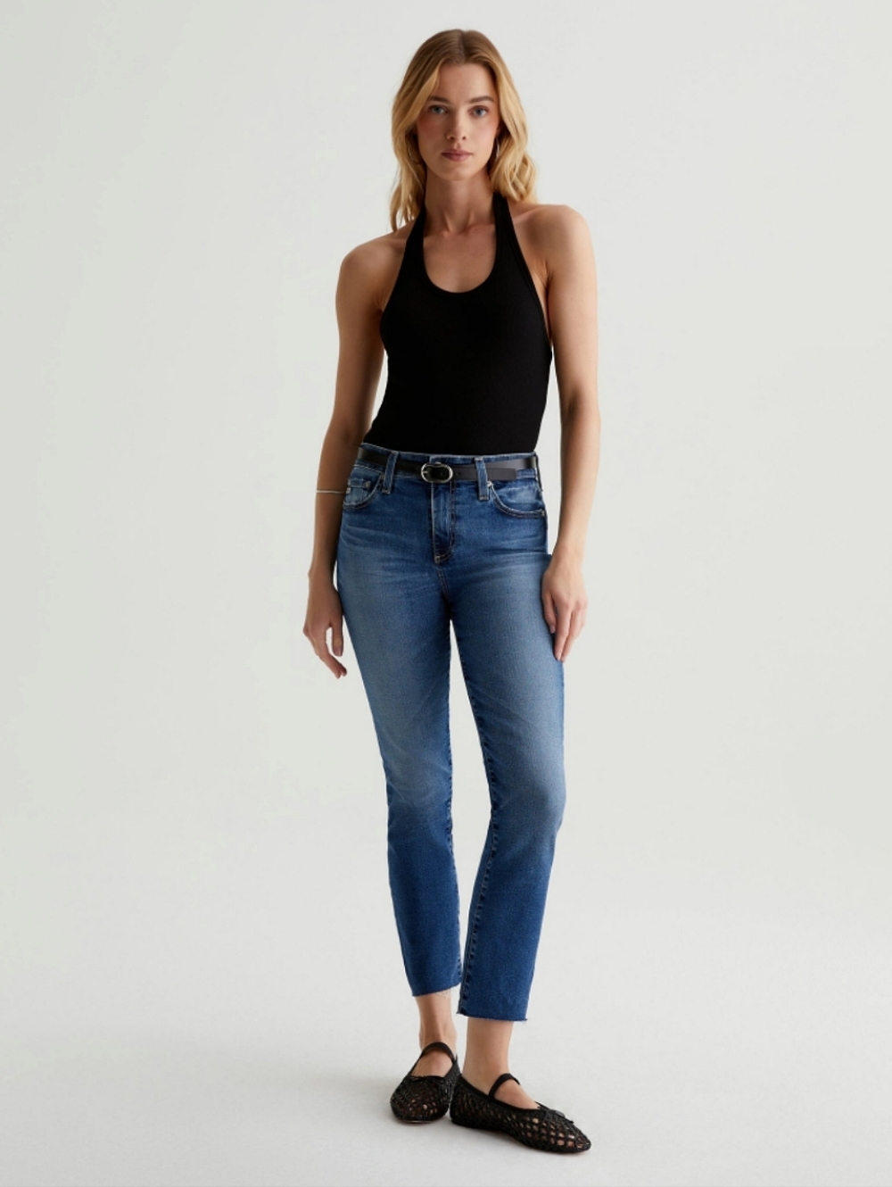 AG Mari Raw Hem High Waist Crop Straight Leg Jeans Size 25 | Premium Denim